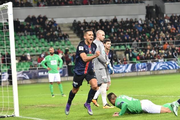 Fußball, Coupe de France, AS St. Etienne - Paris St. Germain Marquinhos (psg) - Fussball Frankreich, Coupe de France, AS Saint Etienne vs. Paris Saint Germain PSG - 02 03 2016 FredericChambert Panoramic 