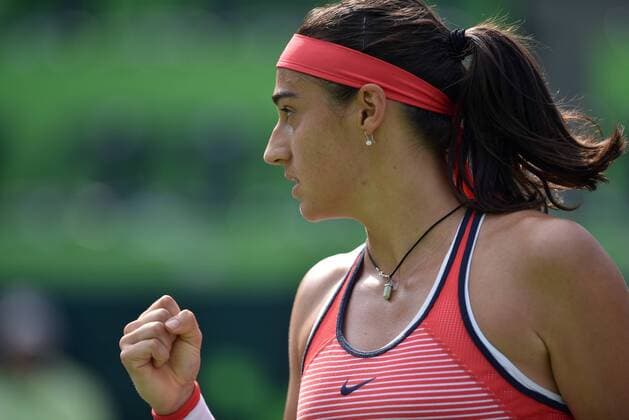 French tennis player Caroline Garcia celebrates a point before Croatian Petra Martic during a Monterrey Tennis Open third journey match held in Monterrey, Mexico, 02 March 2016. EFE Miguel Serra MONTERREY TENNIS OPEN !ACHTUNG: NUR REDAKTIONELLE NUTZUNG!  MON450 20160303-635925605112345701