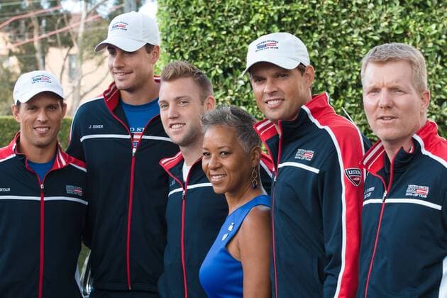 March 3, 2016: The USA team pose for photos at the official draw of the BNP Paribas Davis Cup World Group first round tie between Australia and USA at Kooyong tennis club in Melbourne, Australia. Tennis 2016: Davis Cup AUS v USA Draw - ZUMAc04_
