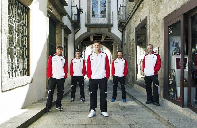 Tennis, Davis Cup, Portugal - Österreich Pressetermin TENNIS - ITF, Davis Cup, POR vs AUT GUIMARAES,PORTUGAL,03.MAR.16 - TENNIS - ITF, Davis Cup, Portugal vs Austria, photo shooting. Image shows Gerald Melzer, Dennis Novak, Dominic Thiem, Alexander Peya and Stefan Koubek (AUT). GEPAxpictures xMatthiasxHauer
