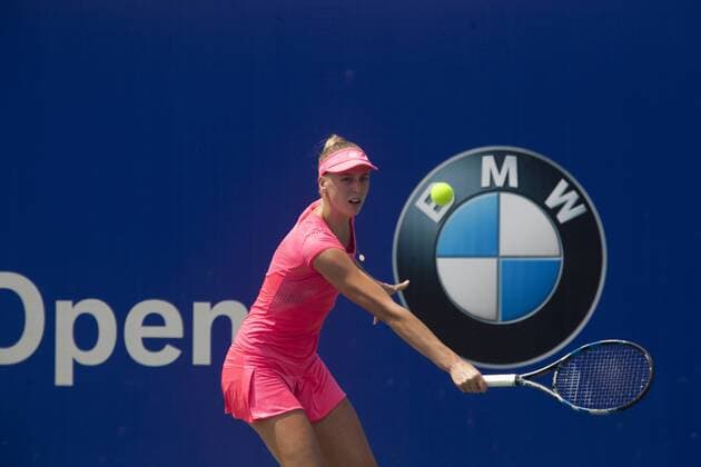 March 3, 2016 - Kuala Lumpur, malaysia - Naomi Broady from Great Britain returns a ball to Zhaoxuan Yang from China during a match in the women s singles tennis tournament of the WTA Tennis Damen BMW Malaysian Open 2016 at Royal Selangor Golf Club in Kuala Lumpur, Malaysia, on March 3 2016. WTA - BMW Malaysian Open Tennis  - ZUMAn230