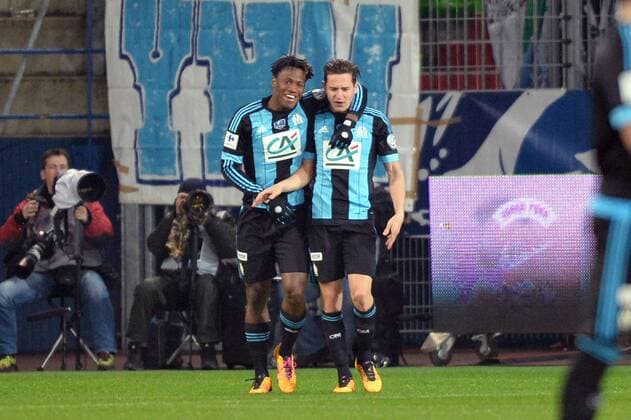 Michy Batshuayi (om) - FLORIAN THAUVIN (om) - Fussball Frankreich, Coupe de France, US Granvillaise vs. Olympique Marseille - 03 03 2016 AnthonyBIBARD FEP Panoramic 