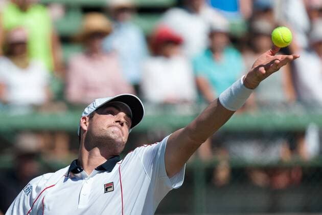 March 4, 2016: John Isner of the USA in action against Sam Groth of Australia during match one of the BNP Paribas Davis Cup World Group first round tie between Australia and USA at Kooyong tennis club in Melbourne, Australia. Tennis 2016: Davis Cup AUS v USA Day 1 - ZUMAc04_