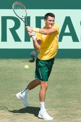 March 4, 2016: Bernard Tomic of Australia in action against Jack Sock of USA during match two of the BNP Paribas Davis Cup World Group first round tie between Australia and USA at Kooyong tennis club in Melbourne, Australia. Tennis 2016: Davis Cup AUS v USA Day 1 - ZUMAc04_