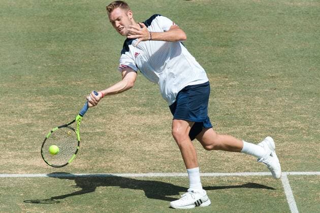 March 4, 2016: Jack Sock of USA in action against Bernard Tomic of Australia during match two of the BNP Paribas Davis Cup World Group first round tie between Australia and USA at Kooyong tennis club in Melbourne, Australia. Tennis 2016: Davis Cup AUS v USA Day 1 - ZUMAc04_