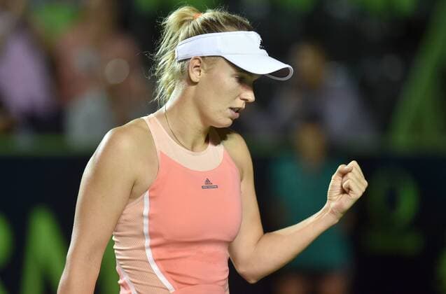 Danish Caroline Wozniacki against Croatian Mirjana Lucic during a match of the Monterrey Open in Monterrey, Mexico, 03 March 2016. Monterrey Open tennis tournament !ACHTUNG: NUR REDAKTIONELLE NUTZUNG!  MEX102 20160304-635926657669637695