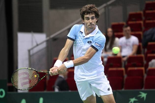 2016.03.04 Gdansk Tennis Davis Cup by BNP Paribas 2016 Michal Przysiezny - Guido Pella Davis Cup: Poland - Argentina Guido Pella  20160304_PF_PM014