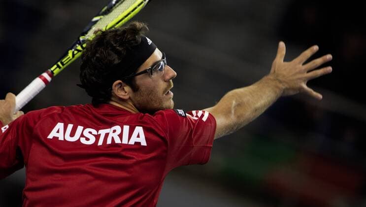 TENNIS - ITF, Davis Cup, POR vs AUT GUIMARAES,PORTUGAL,04.MAR.16 - TENNIS - ITF, Davis Cup, Portugal vs Austria. Image shows Gerald Melzer (AUT). GEPAxpictures xMatthiasxHauer