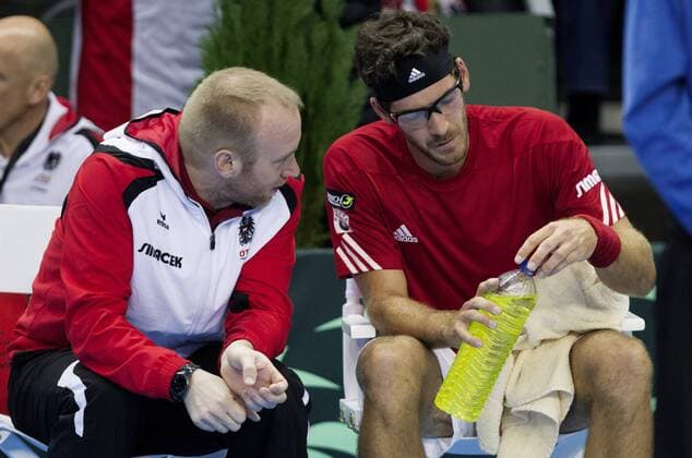 TENNIS - ITF, Davis Cup, POR vs AUT GUIMARAES,PORTUGAL,04.MAR.16 - TENNIS - ITF, Davis Cup, Portugal vs Austria. Image shows Stefan Koubek and Gerald Melzer (AUT). GEPAxpictures xMatthiasxHauer