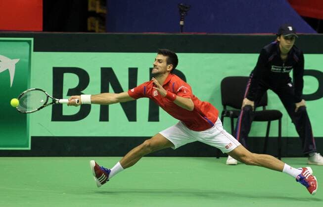 04.02.2016 Belgrade(Serbia) Serbia-Kazakhstan Davis Cup tennis Novak Djokovic Serbia : 