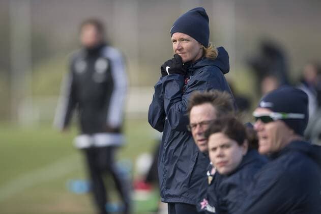 Frauenfussball 04.03.2016 Fussball Länderspiel Nationalteam - Women s U23 U 23 6 Nations Tournament La Manga , NOR - GER Coach Hege Riise Photo: AstridMNordhaug 