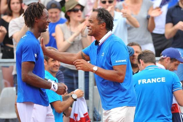 Gael Monfils (Fra) et Yannick Noah TENNIS : Coupe Davis France vs Canada 2016 - 04 03 2016 TennisMagazine Panoramic 