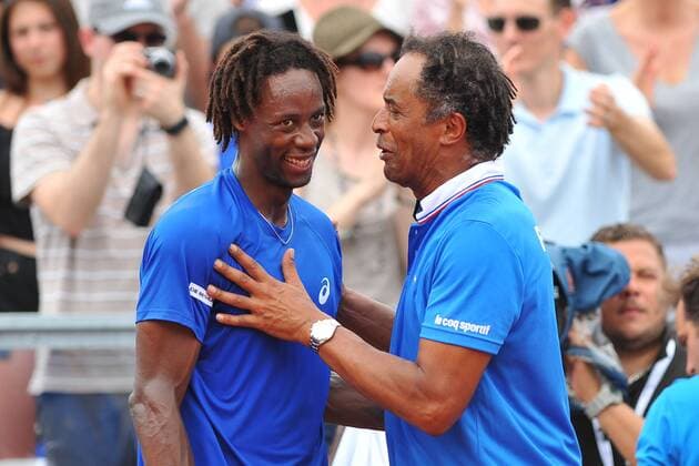 Gael Monfils (Fra) et Yannick Noah TENNIS : Coupe Davis France vs Canada 2016 - 04 03 2016 TennisMagazine Panoramic 