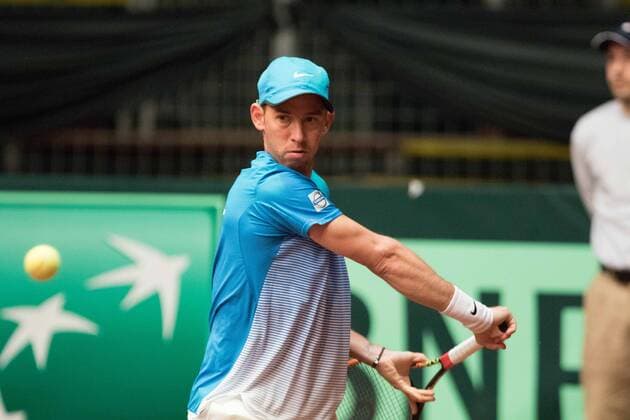 Davis cup GROUP I EUROPE AFRICA 1ST ROUND Venue: Heroes Square Stadium, Budapest, Hungary Hungary Vs Israel In the white shirt Peter NAGY Represents Hungary At blue shirt Dudi Sela Represents Israel Nir Keidar 