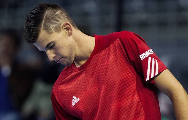 TENNIS - ITF, Davis Cup, POR vs AUT GUIMARAES,PORTUGAL,04.MAR.16 - TENNIS - ITF, Davis Cup, Portugal vs Austria. Image shows the disappointment of Dominic Thiem (AUT). GEPAxpictures xMatthiasxHauer