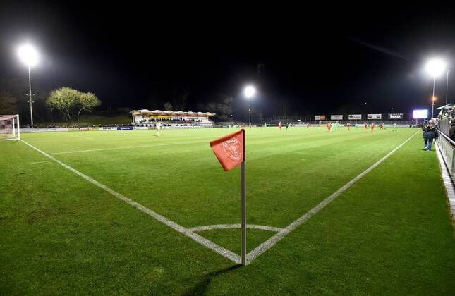 04.03.2016, xfux, Fussball Hessenliga, SC Hessen Dreieich - Spvgg. Oberrad, emspor, v.l. Uebersicht, Ansicht Sportpark Dreieich, Arena, Stadion SC Hessen Dreieich, Hahn Air Sportpark