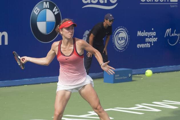 March 4, 2016 - Kuala Lumpur, malaysia - Elina Svitolina from Ukraine returns a ball during a match with Kristina Kucova from Slovakia in the women s singles tennis tournament of the WTA Tennis Damen BMW Malaysian Open 2016 at Royal Selangor Golf Club in Kuala Lumpur, Malaysia, on March 4 2016. WTA Malaysian Open - Kristina Kucova vs Elina Svitolin  - ZUMAn230