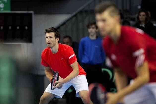 TENNIS - ITF, Davis Cup, POR vs AUT GUIMARAES,PORTUGAL,05.MAR.16 - TENNIS - ITF, Davis Cup, Portugal vs Austria, doubles. Image shows Alexander Peya and Dominic Thiem (AUT). GEPAxpictures xMatthiasxHauer
