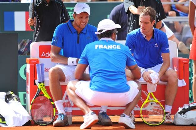 Double Richard Gasquet et Jo Wilfried Tsonga (Fra) et Yannick Noah TENNIS : Davis Cup, Daviscup, Frankreich vs Kanada 2016 - 05 03 2016 TennisMagazine 