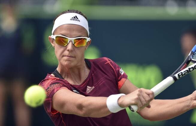 Belgian tennis player Kirsten Flipkens in action against Estonian Anett Kontaveit during the Monterrey Open Tennis semifinal game played at Monterrey, Mexico on 05 March 2016. Anett Kontaveit vs Kirsten Flipkens !ACHTUNG: NUR REDAKTIONELLE NUTZUNG!  MEX200 20160305-635928141723650906