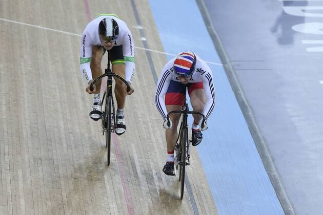 KENNY Jason (GBR) vs GLAETZER Matthew (AUS) - London, England - Radsport, UCI Bahn WM 2016 - 05 03 2016 Panoramic Pelipon 