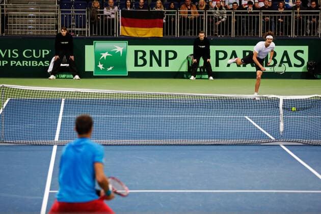 GER.,Tennis, Federations Cup, Deutschland vs Tschechien 06.03.2016, TUI Arena, Hannover, GER, Federations Cup, Deutschland vs Tschechien im Bild Lukas Rosol (Team Tschechien) gegen Alexander Zverev (Team Deutschland) nphxrauch