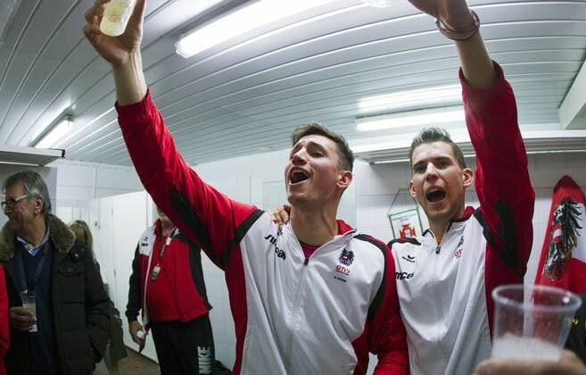 Tennis, Davis Cup, Portugal - Österreich TENNIS - ITF, Davis Cup, POR vs AUT GUIMARAES,PORTUGAL,06.MAR.16 - TENNIS - ITF, Davis Cup, Portugal vs Austria. Image shows Dennis Novak and Dominic Thiem (AUT). GEPAxpictures xMatthiasxHauer