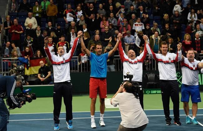 Tennis, Davis Cup, Deutschland verliert gegen Tschechien Cze Team winning in the 5.Rubber