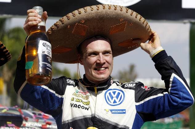 Finnish Jari-Matti Latvala celebrates after winning the Mexico Rally Championship of the 13th Rally World Championship WM Weltmeisterschaft in Leon, Mexico, 06 March 2016. 13TH RALLY WORLD CHAMPIONSHIP IN MEXICO !ACHTUNG: NUR REDAKTIONELLE NUTZUNG!  20160307-635929103352206222
