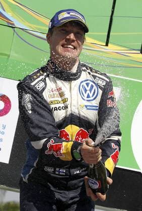 Finnish Jari-Matti Latvala celebrates after winning the Mexico Rally Championship of the 13th Rally World Championship WM Weltmeisterschaft in Leon, Mexico, 06 March 2016. 13TH RALLY WORLD CHAMPIONSHIP IN MEXICO !ACHTUNG: NUR REDAKTIONELLE NUTZUNG!  20160307-635929104688346222