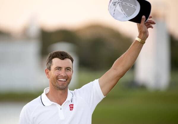 06 March 2015: Adam Scott of Australia smiles after winning the final round of the World Golf Championships-Cadillac Championship on the TPC Blue Monster course at the Trump Doral Golf Club and Resort in Doral, FL. (Photo by Doug Murray Icon Sportswire) GOLF: MAR 06 PGA Golf Herren - World Golf Championships-Cadillac Championship - Final Round Icon796160306005 EDITORIAL USE ONLY
