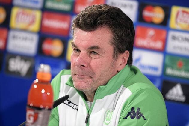 Wolfsburg s head coach Dieter Hecking pictured during a press conference PK Pressekonferenz of German first league soccer team VfL Wolfsburg, Monday 07 March 2016 in Wolfsburg, Germany. Wolfsburg is preparing for the return leg of the 1 8 finals of the UEFA Champions League competition against Belgian club KAA Gent Tomorrow. Wolfsburg won the first leg 2-3. YORICKxJANSENS  x04806599x
