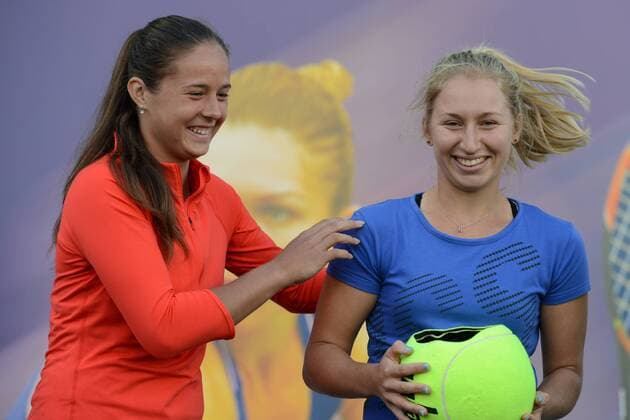March 7, 2016 - Indian Wells, California, United States - DARIA KASATKINA (left) and DARIA GAVRILOVA at the WTA Tennis Damen draw ceremony for the BNP Paribas Open in Indian Wells California. Tennis 2016 - BNP Paribas Open - Day 1 - ZUMAl132