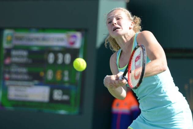 March 7, 2016 - Indian Wells, California, United States - KATERINA SINIAKOVA of the Czech Republic in action in her qualifying match at the BNP Paribas Open in Indian Wells California. Tennis 2016 - BNP Paribas Open - Day 1 - ZUMAl132