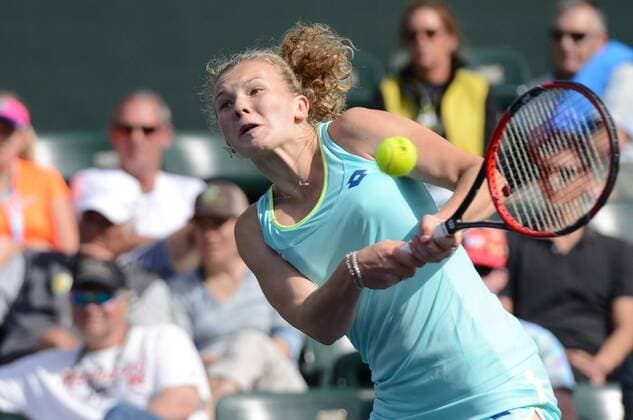 March 7, 2016 - Indian Wells, California, United States - KATERINA SINIAKOVA of the Czech Republic in action in her qualifying match at the BNP Paribas Open in Indian Wells California. Tennis 2016 - BNP Paribas Open - Day 1 - ZUMAl132