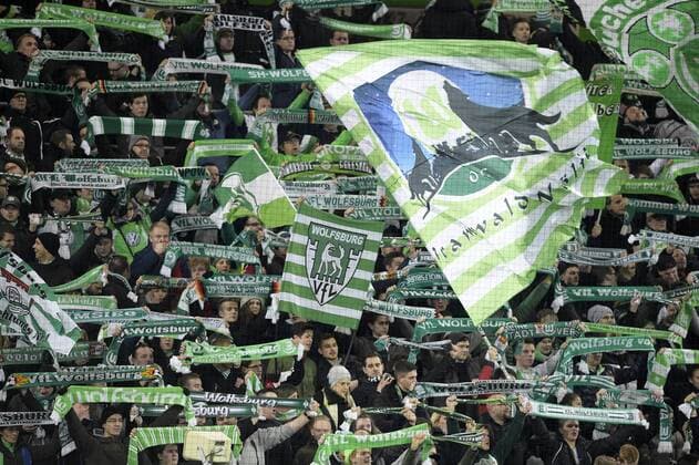 Wolfsburg s supporters pictured during a soccer game between German team VfL Wolfsburg and Belgian club KAA Gent, the return game of the 1 8 final s of the UEFA Champions League competition, Tuesday 08 March 2016 in Wolfsburg, Germany. Wolfsburg won the first leg 2-3. YORICKxJANSENS  x04807135x
