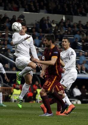 Football match between Real Madrid and Roma of the 2015 2016 Champions League, held at the Santiago Bernabeu stadium, in Madrid, March 8, 2016. Photo by J.xLuisxCuesta 261 Cordon Press. James Rodriguez and Cristiano Ronaldo  xJosexLuisxCuestax xx