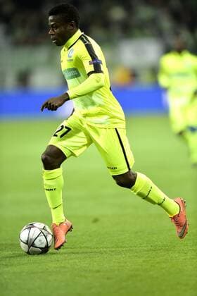 Simon Moses Daddy Ajala forward of KAA Gent in actionduring the Champions League Round of 16, second leg match between VfL Wolfsburg and KAA Gent at the Volkswagen Arena in Wolfsburg, Germany. FOOTBALL : Wolfsbourg vs La gantoise - Ligue des Champions - 08 03 2016 PHOTONEWS PANORAMIC 