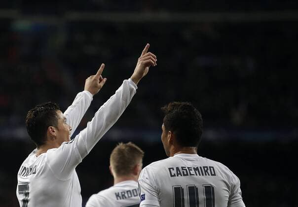 Football match between Real Madrid and Roma of the 2015 2016 Champions League, held at the Santiago Bernabeu stadium, in Madrid, March 8, 2016. Photo by J.xLuisxCuesta 261 Cordon Press. Cristiano Ronaldo celebrates after scoring  xJosexLuisxCuestax xx