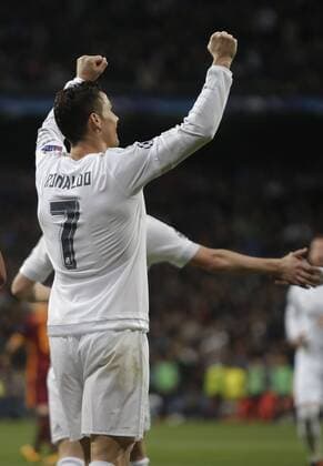 Fußball, Champions League, Real Madrid schlägt AS Rom 2:0 Football match between Real Madrid and Roma of the 2015 2016 Champions League, held at the Santiago Bernabeu stadium, in Madrid, March 8, 2016. Photo by J.xLuisxCuesta 261 Cordon Press. Cristiano Ronaldo celebrates after scoring  xJosexLuisxCuestax xx