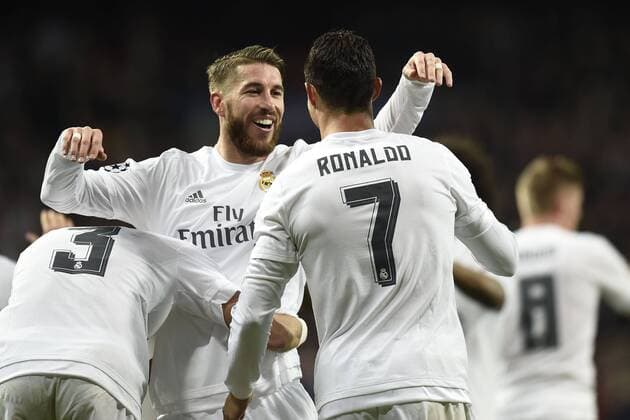 Fußball, Champions League, Real Madrid schlägt AS Rom 2:0 Bilder des Tages - Sport Fußball, Champions League 2015 2016, Real Madrid - AS Rom Torjubel Cristiano Ronaldo 