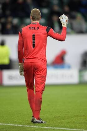 Gent s goalkeeper Matz Sels pictured during a soccer game between German team VfL Wolfsburg and Belgian club KAA Gent, the return game of the 1 8 final s of the UEFA Champions League competition, Tuesday 08 March 2016 in Wolfsburg, Germany. Wolfsburg won the first leg 2-3. YORICKxJANSENS  x04807363x