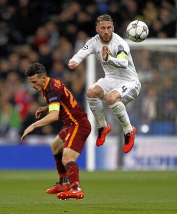 Second leg match of the 1 8 of the Champions League played between Real Madrid and AS Rom. In this picture, Florenci and Sergio Ramos. xANGELxRIVEROx 