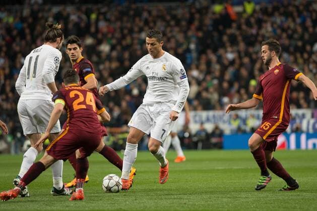 March 8, 2016 - Madrid, Spain - Real MadridÃ‚Â s Portuguese Cristiano Ronaldo in action during the Champions league football match Real Madrid CF vs Roma at the Santiago Bernabeu stadium in Madrid on March 8, 2016. Real Madrid CF v AS Roma - UEFA Champions League Round of 16: Second Leg  - ZUMAn230