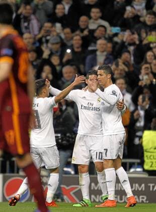 Second leg match of the 1 8 of the Champions League played between Real Madrid and AS Rom. In this picture, Cristiano Ronaldo celebrates his goal. xANGELxRIVEROx 