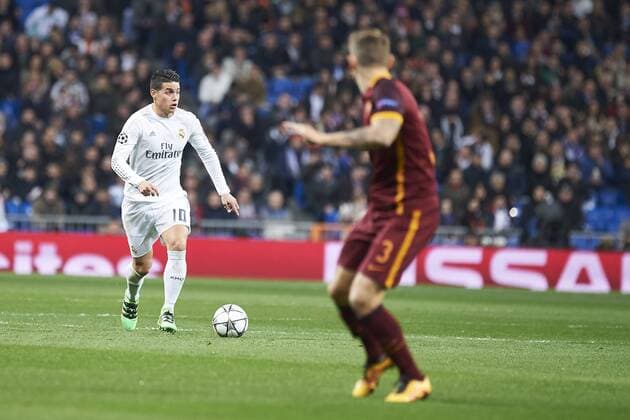 March 8, 2016 - Madrid, Spain - James Rodriguez (midfielder; Real Madrid) in action during the UEFA Champions League, round of 8 match between Real Madrid and Associazione Sportiva Roma at Santiago Bernabeu on March 8, 2016 in Madrid Real Madrid vs Associazione Sportiva Roma UEFA Champions League  - ZUMAg15_