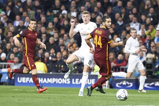 March 8, 2016 - Madrid, Spain - Toni Kroos (midfielder; Real Madrid), Konstantinos Manolas (defender; Associazione Sportiva Romao) in action during the UEFA Champions League, round of 8 match between Real Madrid and Associazione Sportiva Roma at Santiago Bernabeu on March 8, 2016 in Madrid Real Madrid vs Associazione Sportiva Roma UEFA Champions League  - ZUMAg15_