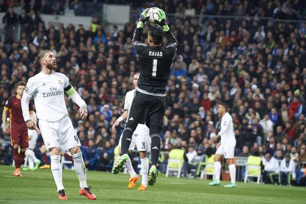 March 8, 2016 - Madrid, Spain - Keylor Navas (goalkeeper; Real Madrid), Sergio Ramos (defender; Real Madrid) in action during the UEFA Champions League, round of 8 match between Real Madrid and Associazione Sportiva Roma at Santiago Bernabeu on March 8, 2016 in Madrid Real Madrid vs Associazione Sportiva Roma UEFA Champions League  - ZUMAg15_