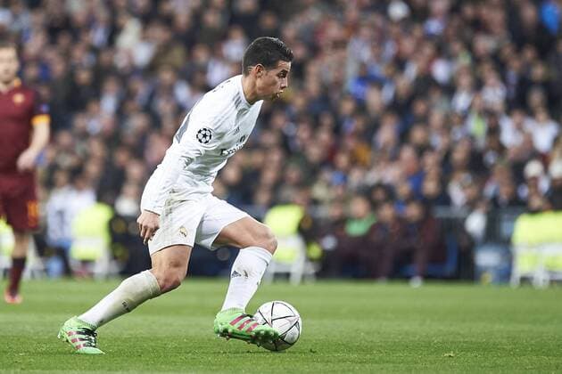 March 8, 2016 - Madrid, Spain - James Rodriguez (midfielder; Real Madrid) in action during the UEFA Champions League, round of 8 match between Real Madrid and Associazione Sportiva Roma at Santiago Bernabeu on March 8, 2016 in Madrid Real Madrid vs Associazione Sportiva Roma UEFA Champions League  - ZUMAg15_