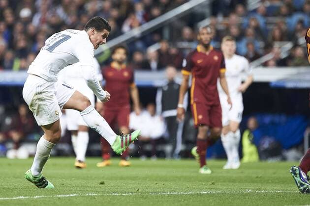 March 8, 2016 - Madrid, Spain - James Rodriguez (midfielder; Real Madrid) in action during the UEFA Champions League, round of 8 match between Real Madrid and Associazione Sportiva Roma at Santiago Bernabeu on March 8, 2016 in Madrid Real Madrid vs Associazione Sportiva Roma UEFA Champions League  - ZUMAg15_